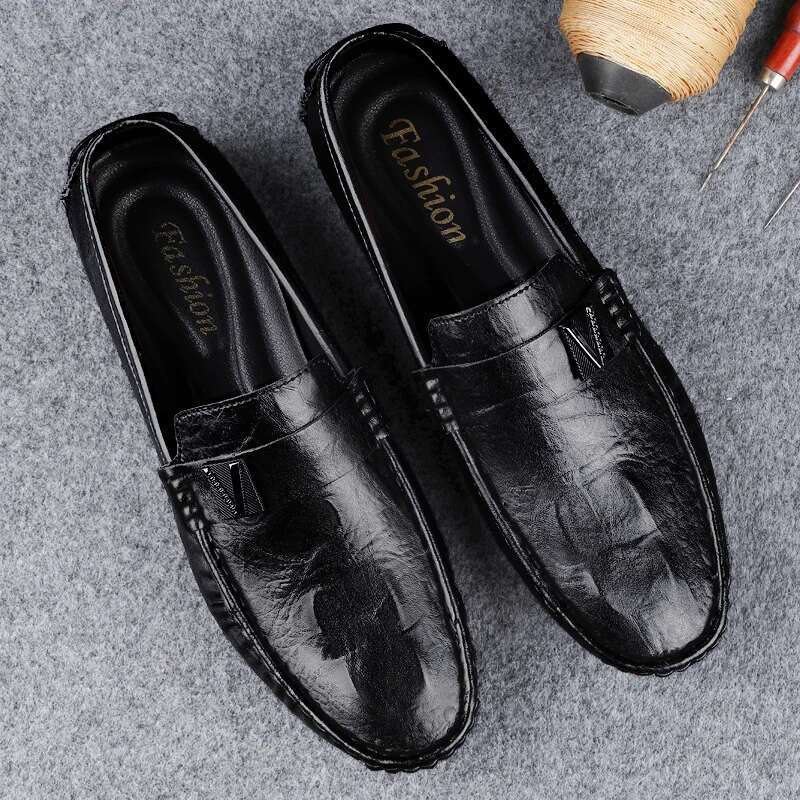 Genuine Leather Men Loafers Handmade Mens Casual Shoes Fashion Slip On Flats New Design Male Driving Footwear Moccasins
