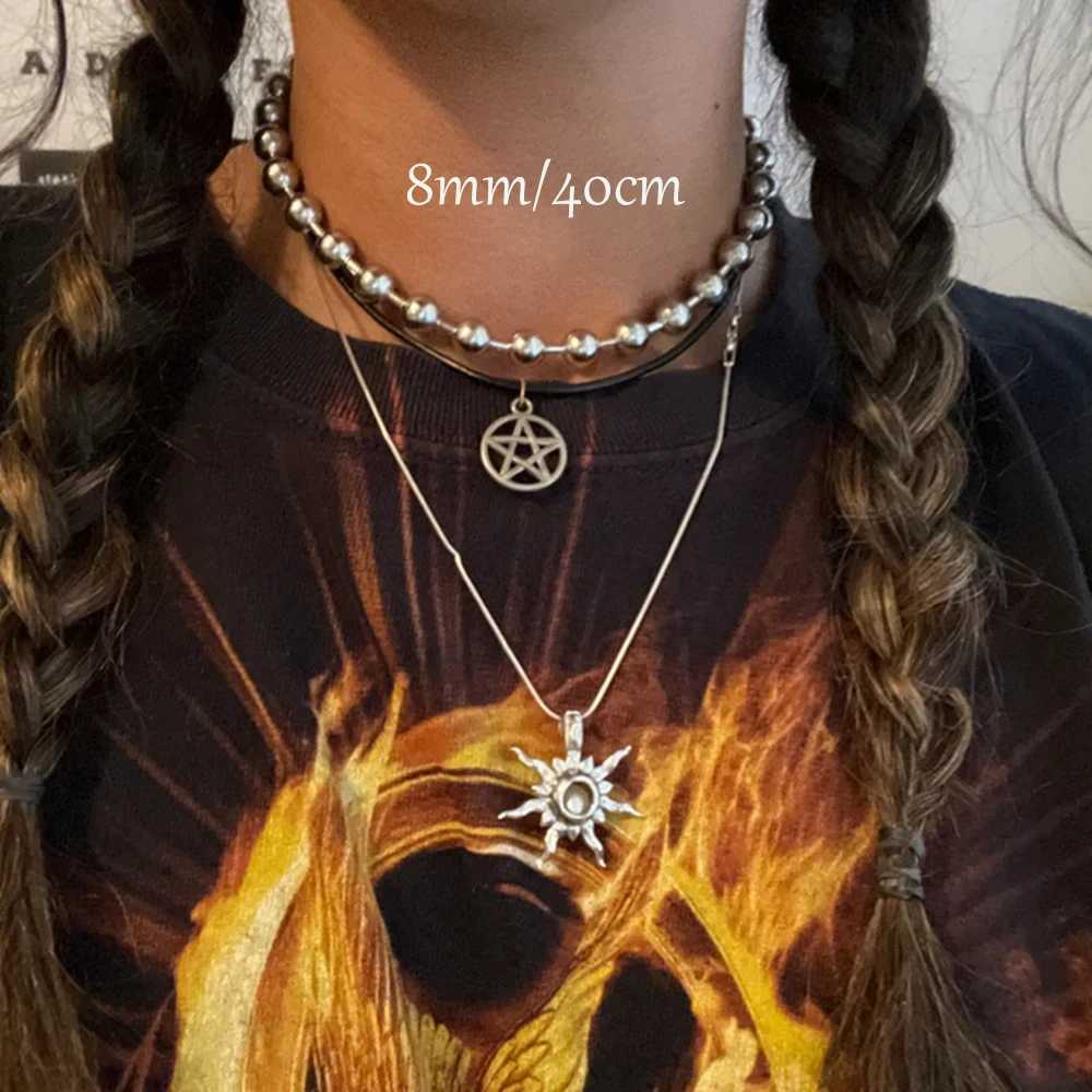 6/8/10mm Stainless Steel Ball Chain Layering Necklace for Women Men Oversize Chunky Chain Choker Grunge Aesthetic Y2K NecklaceC250407