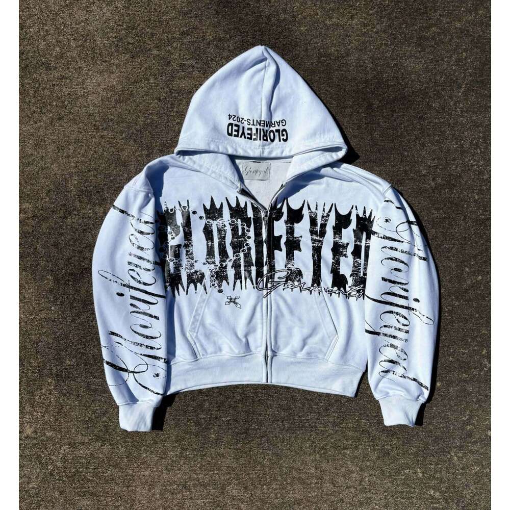 American versatile casual unisex post apocalyptic wasteland style loose letter printed street hoodie