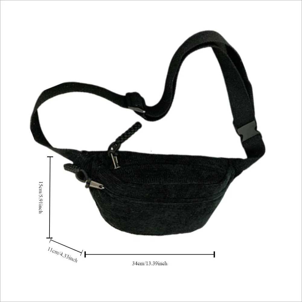 Womens waist bag with large capacity Corduroy Fanny Pack Street style chest bag fashionable shoulder cross body bag casual waist bag Z250407