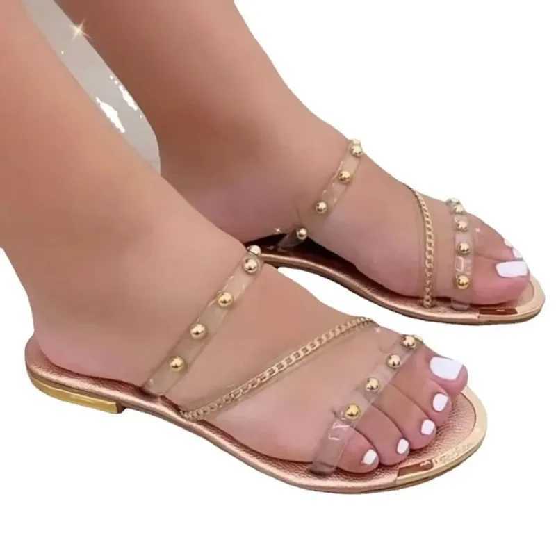 Summer beach shoes female trend Fi bead chain Fi shoes elegant and sexy party wedding women sandalsXJ250407