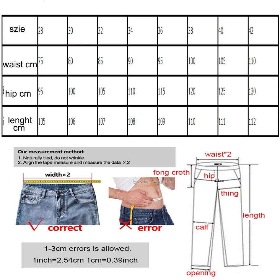 Casual Men Jeans Straight Cotton High Quality Denim Pants Retail Wholesale Pants Plus Size 250407