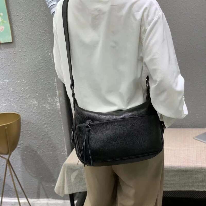 High Quality Skin Genuine Leather Women's Shoulder Crossbody Multi Compartment Hobo Bag Large Capacity Ladies' Handbag