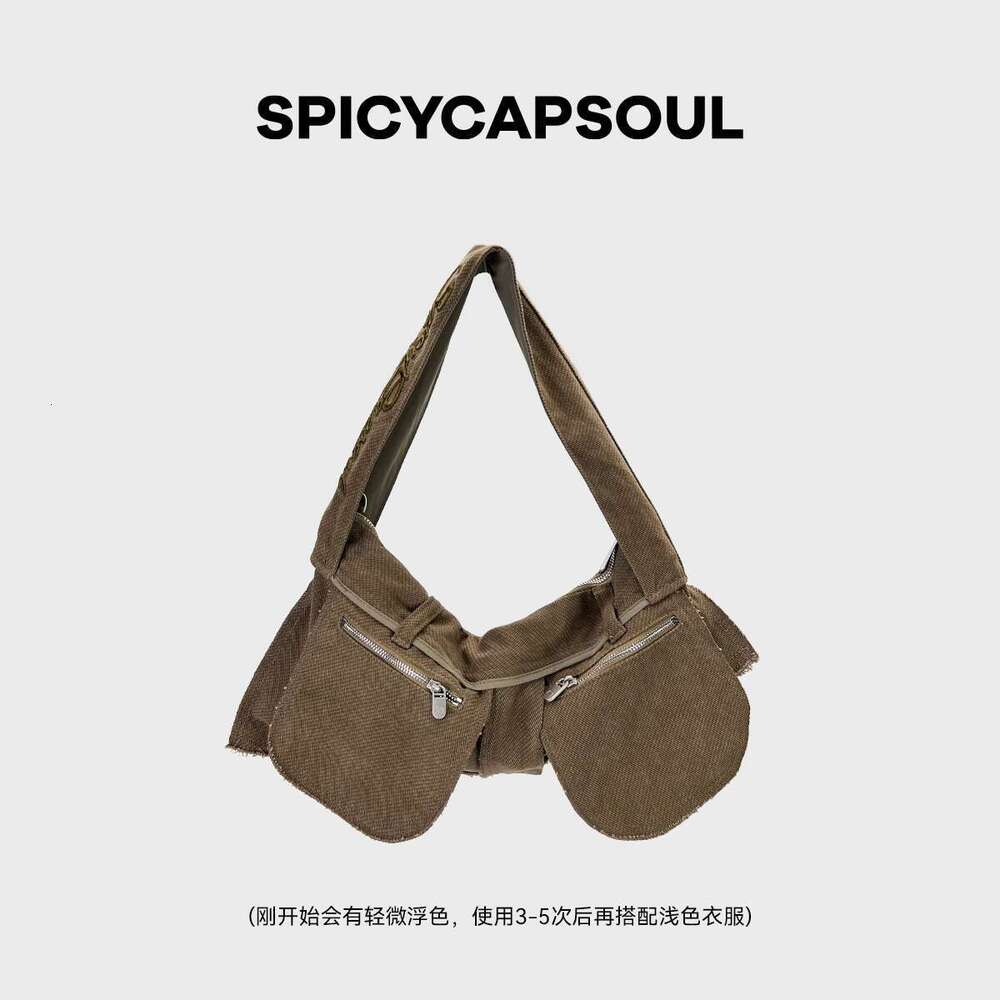 Women's bag, high-end street wear, niche spicy girl's armpit crossbody bag, canvas bag