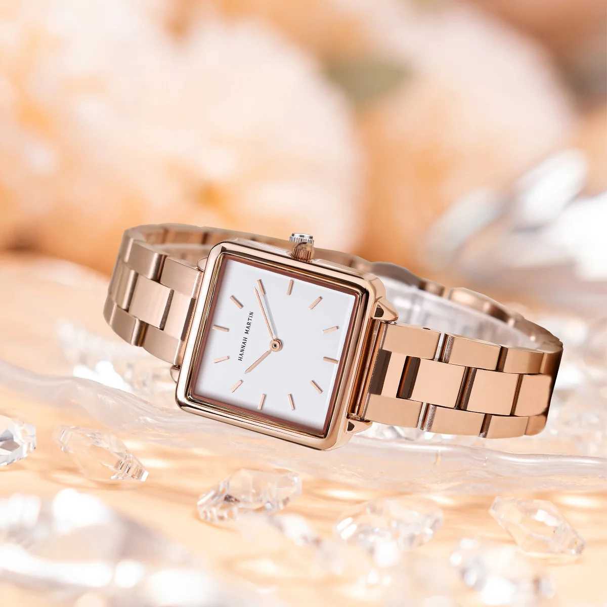 2023 New Solid Stainless Steel Square Dial Japanese Sports Quartz Gift Rose Gold Womens Top Womens WatchT250408