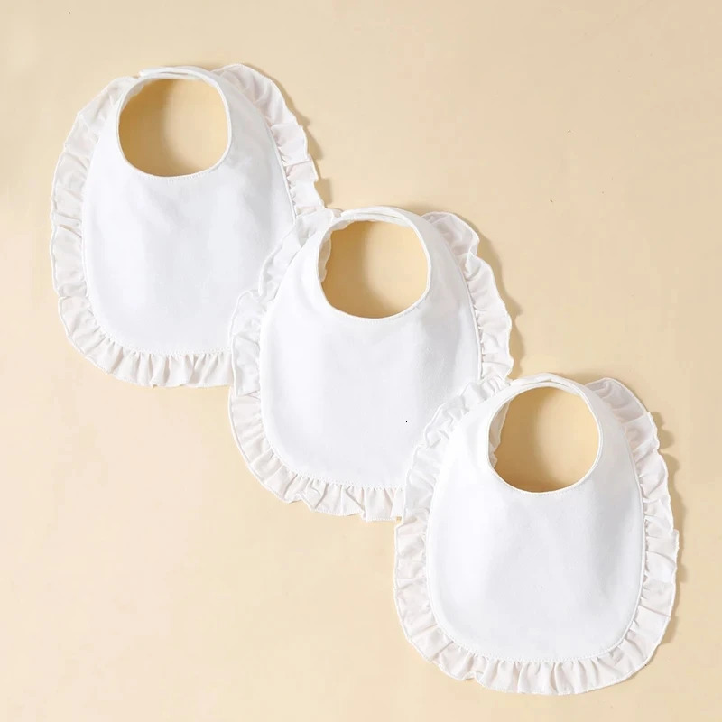 3 Pcs Baby Girls Saliva Towel 100% Cotton Soft Comfort Lace White Simplicity 0-2 Yeas Old 250408