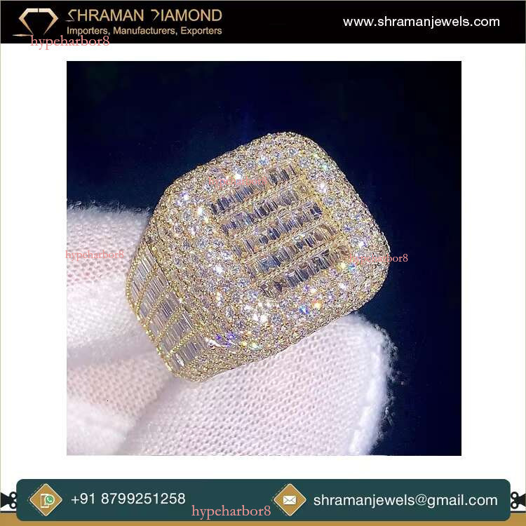 High quality eye-catching luxury VVS1 DEF color 5.14 CTS and 15.44g chilled long stick men's ring