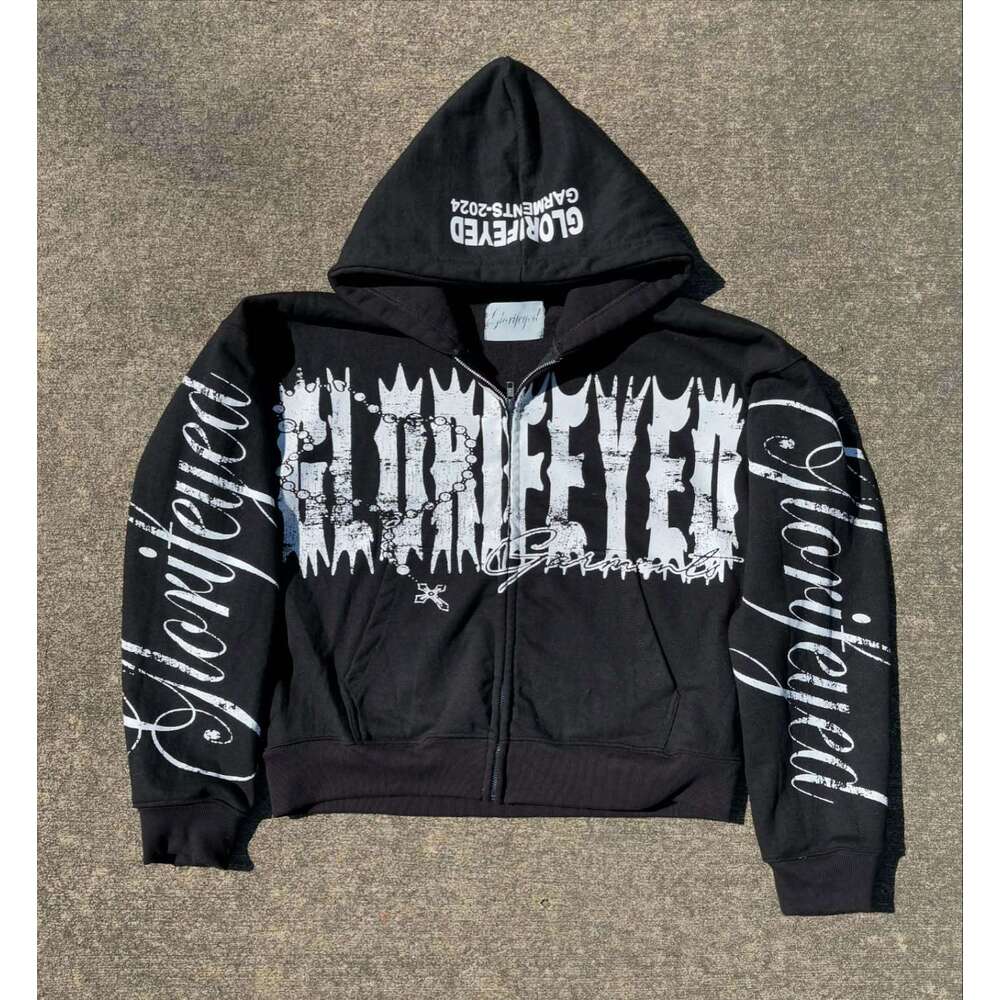 American versatile casual unisex post apocalyptic wasteland style loose letter printed street hoodie