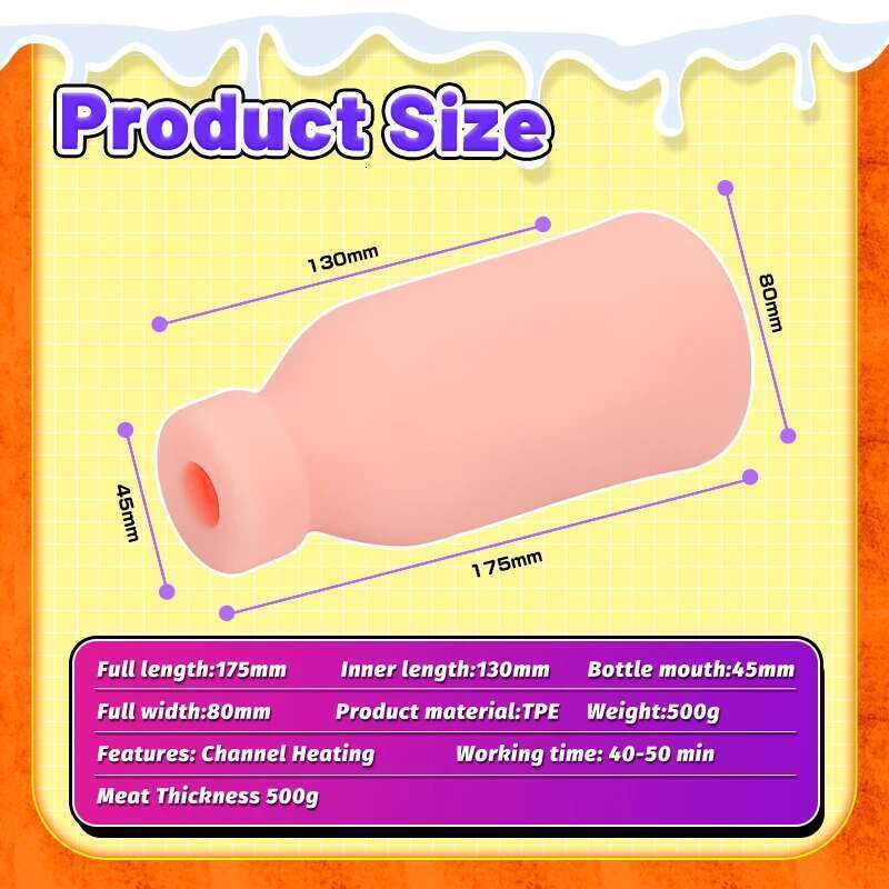 YUU Milk Bottle Male Masturbator for Men Automatic Heating Pocket Pussy Masturbation Cup Real Vaginal Suction Onahole Anime Toys