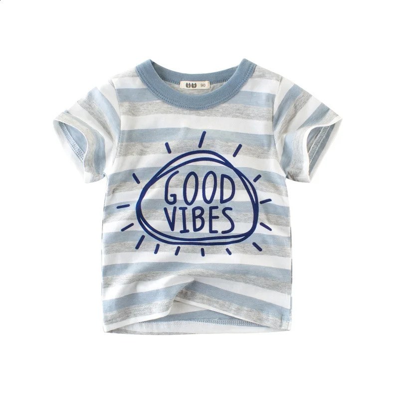 OLEKID 2025 Summer Stripe Children Boys T-shirts Printed Letter 2-8 Years Kids Little Boy Tops Short Sleeve Toddler Tees Clothes 250408