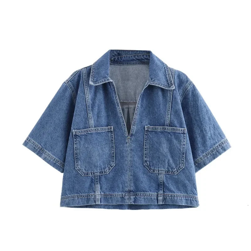 25 Summer Womens Short Denim Shirt Fashion Double breasted Denim Skirt and Pants Set European and American Womens Clothing 250408
