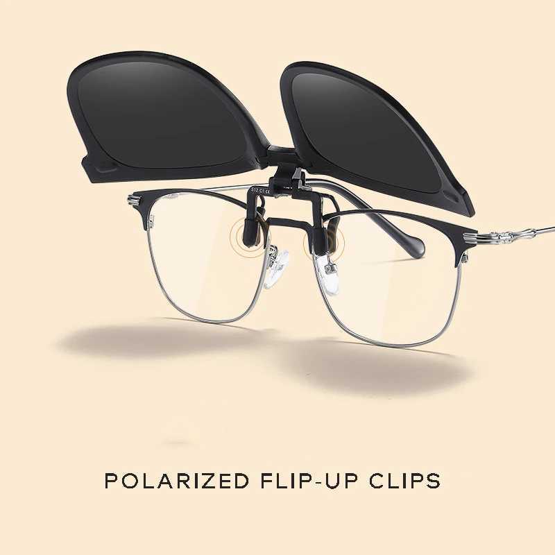 Folding portable sunglasses clip polarized UV400 anti UVA UVB square flip sunglasses Lentes De Sol Mujer W250408