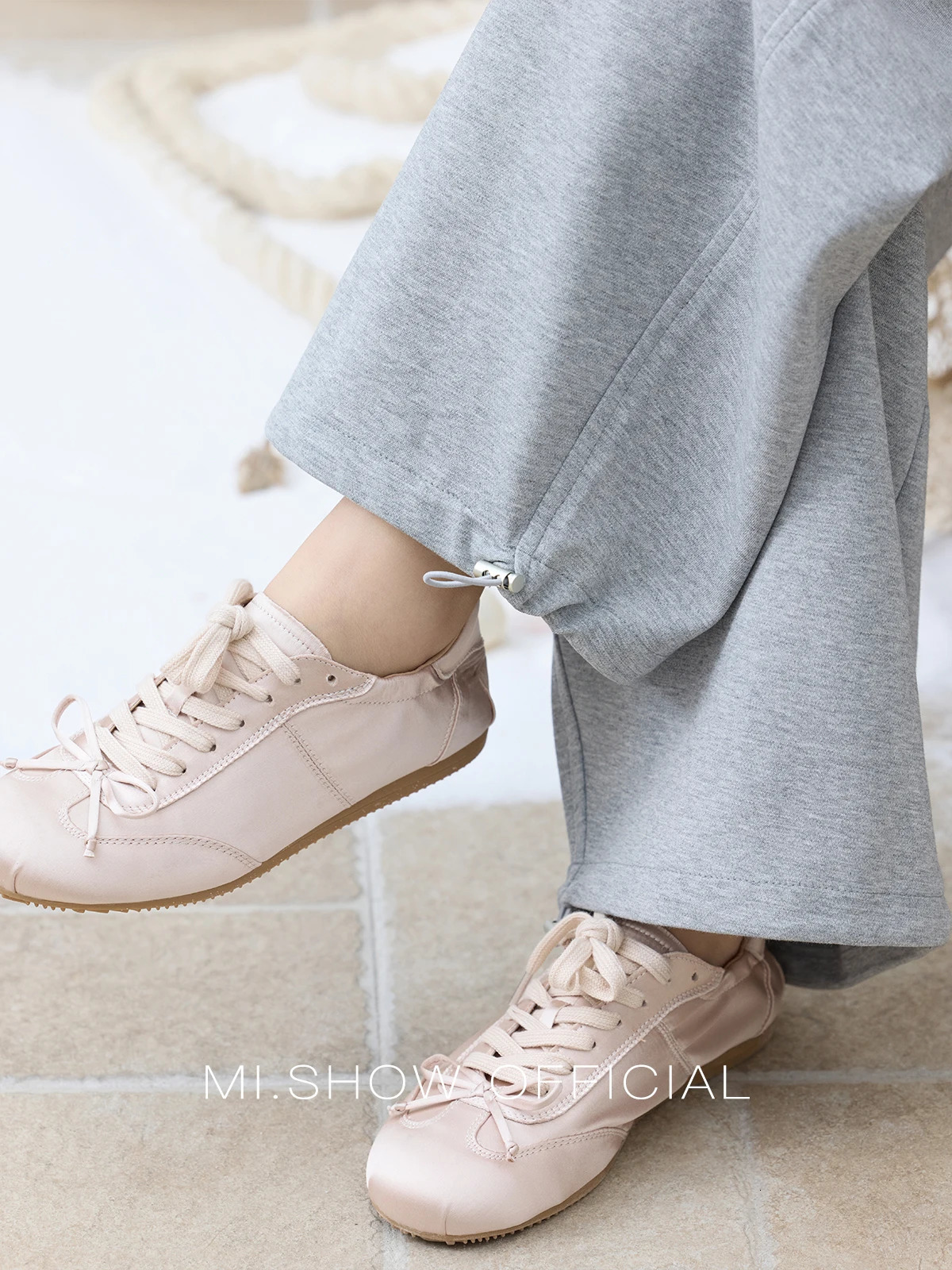 MISHOW grey casual summer pants for women lace brushed straight wide leg womens fashion ultrathin MXE31K0916 250407