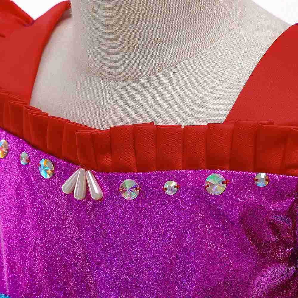 Disney Sparkling Shell Mermaid Girl Dress Role Playing Costume Birthday Princess Party Dress Halloween Carnival Mermaid Childrens Costume X250408