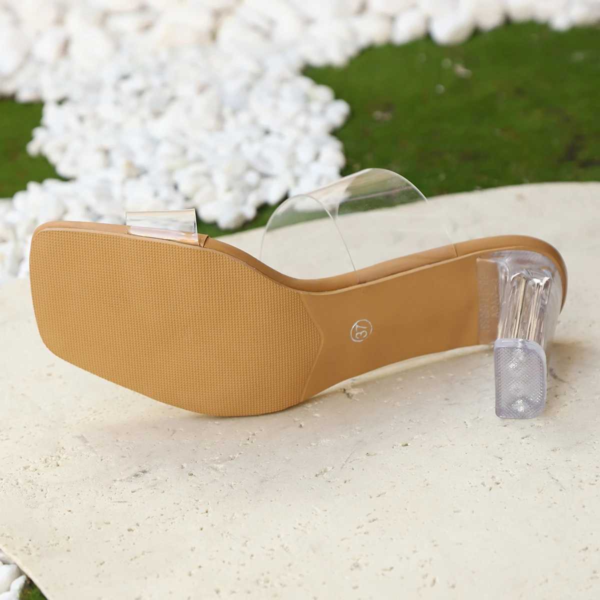 Summer womens pumps sandals PVC jelly slippers open heels high heels transparent Perspex slippers heels transparent sandalsXJ250407