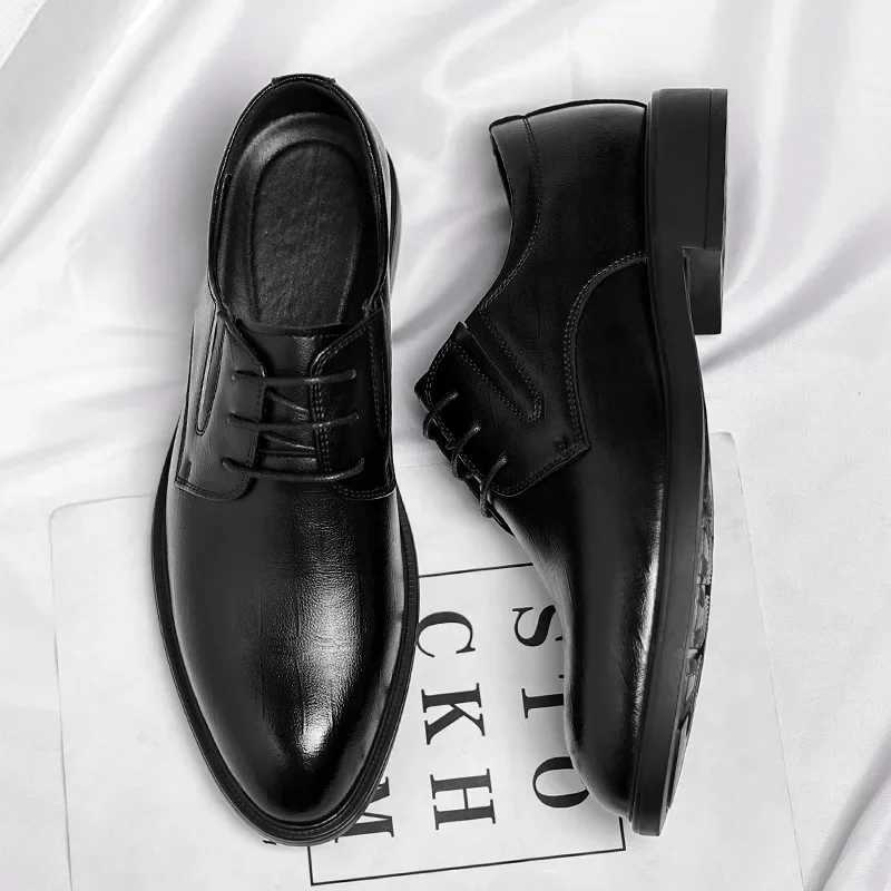 3 6 8cm Heel Mens Dress Shoes New Designer Cow Leather Increase Casual Spring Autumn Black Platform Wedding Shoes Male Z251107