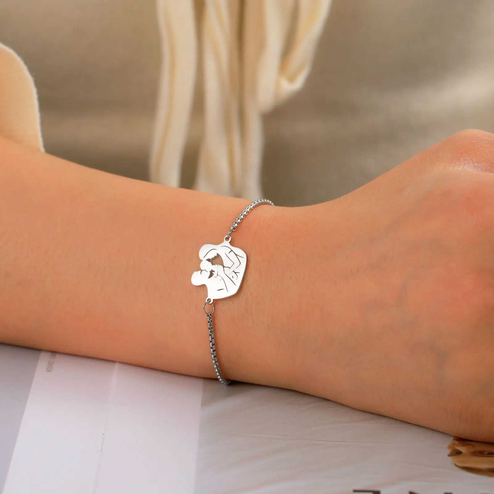 Lucktune M Kid Dad Hpy Family Charms Bracelet for Wen Stainl Steel Adjustable Chain Bracelet Jewelry Mothers Gifts NewC250408