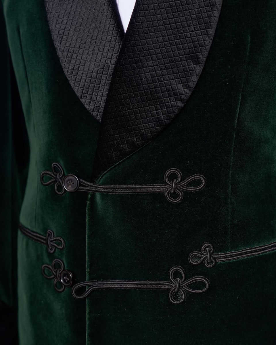 Classic Wedding Men's Suit Velvet Men Suit Party Suit 2-PCS Coat Pants Buckle Tailor-Made Groom Groomsman Formal Occasions Size Customized M25101