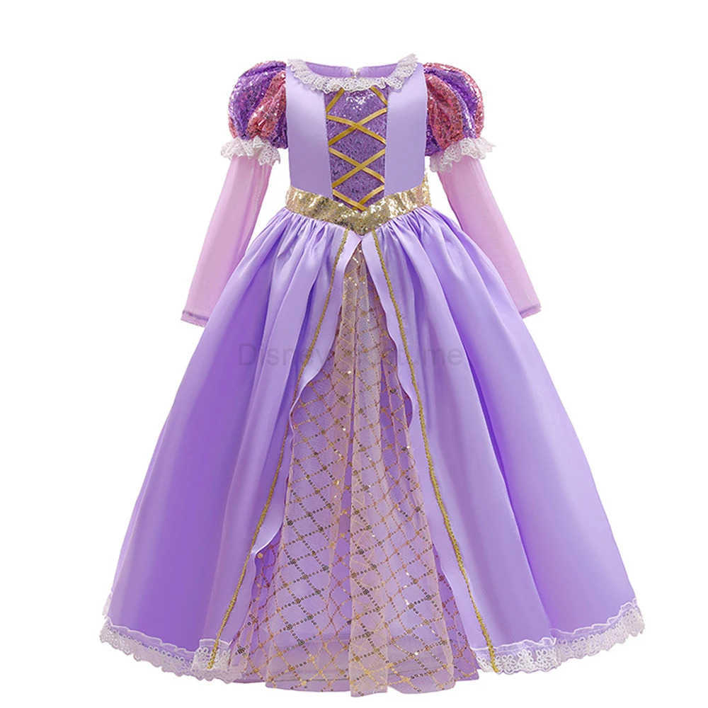 Disney Girl Princess Dress Purple Costume Luxury Birthday Party Prom Dress Child Girl Clothing Fancy Halloween Carnival Party Role Play X250408