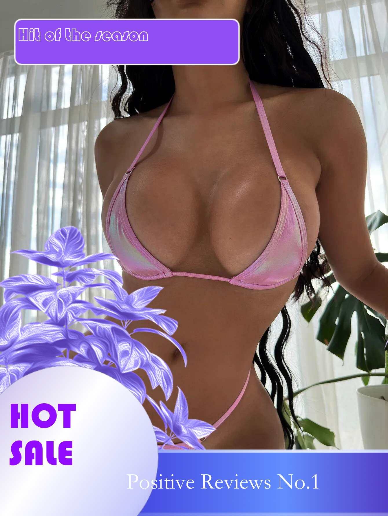 Dongdumaoyi Sexy Micro Bikini Pink PU Leather Push Up Triangle Swimsuit Biquini Brazilian Cut Out Beach Swimming Bathing Suit Swimwear