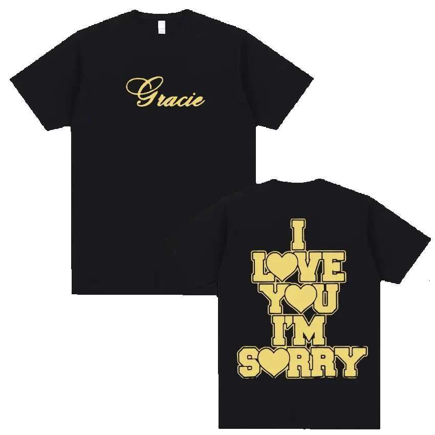 I love you, I'm sorry, Gracie Abrams letter printed for men and women, fashionable retro casual round neck, 100% pure cotton T-shirt top