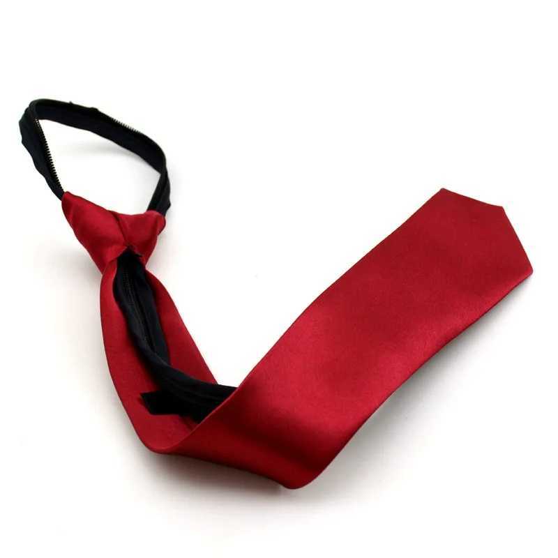 New Pre-tied Neck Tie Necktie For Girls Boys Kid Skinny Zipper Lazy Ties Children Red Solid Color Slim Narrow Bridegro Party X250407