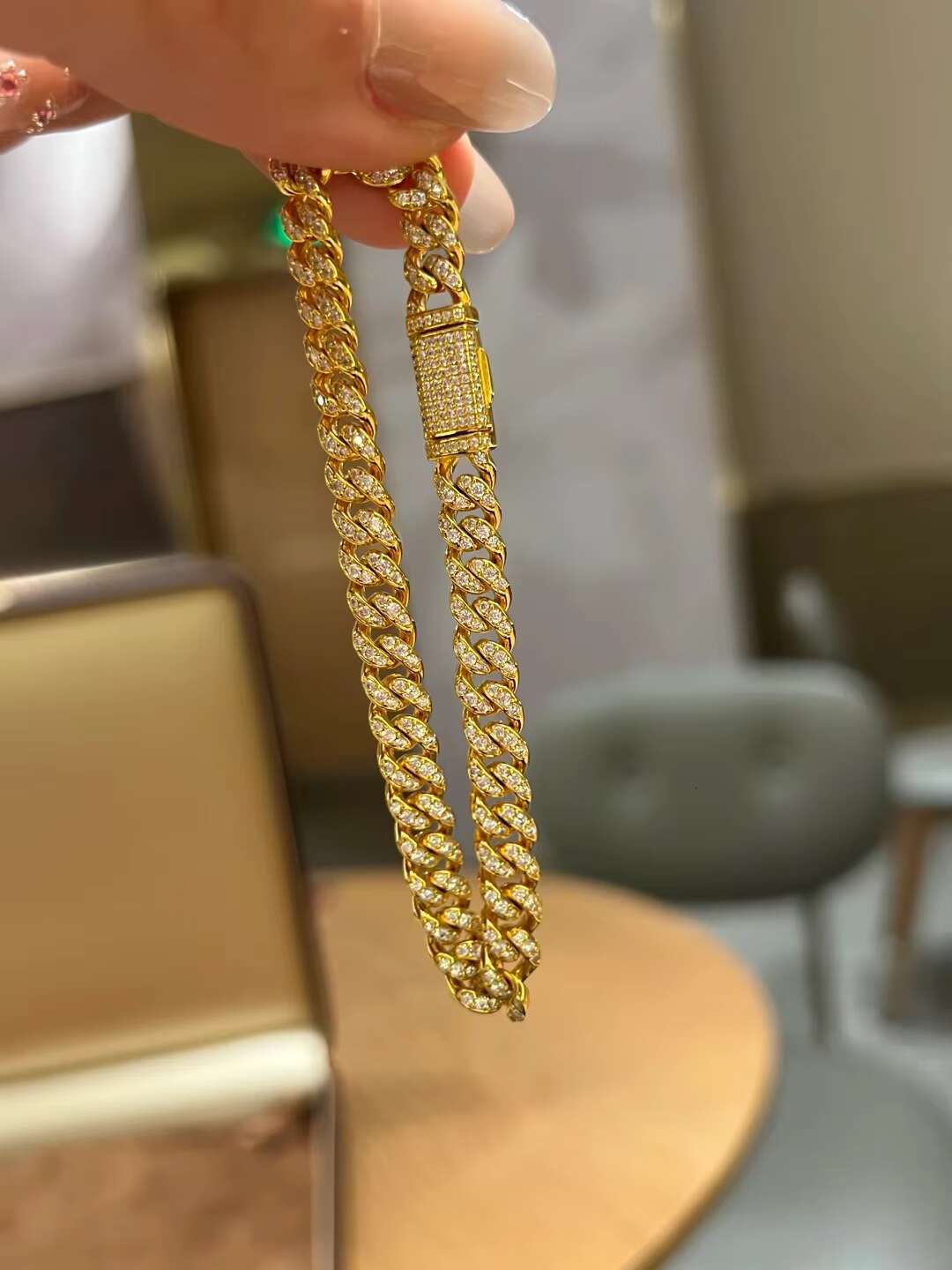 Customized 10/12/14/18/20mm Width 925 Silver Moissanite Diamond Cuban Link Chain Fashion Bracelet Necklace