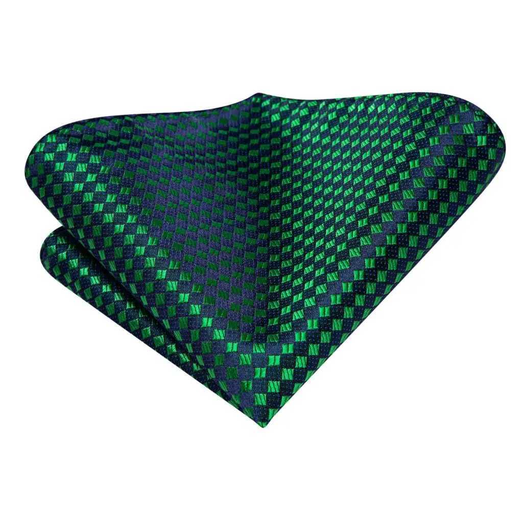 Hi-Tie Dark Green Psiy Silk Elegant Tie For Men Gro Wedding Men Necktie Pocket Square Cufflink Accessory Wholes Designer X250407