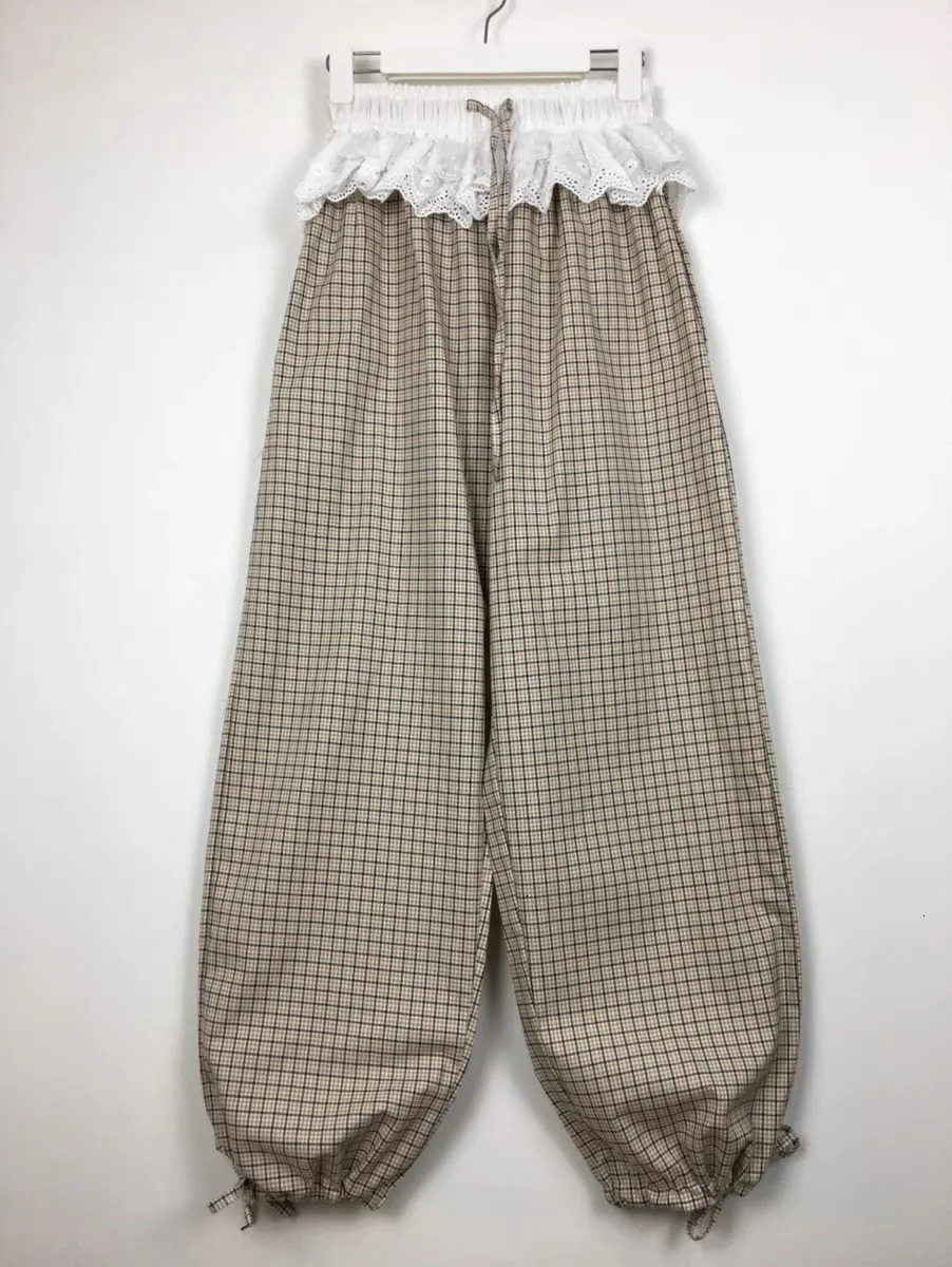 Korean style cute dress plain weave lace casual pants Baggy fresh Harajuku straight pants Y2k wide leg pants 250402