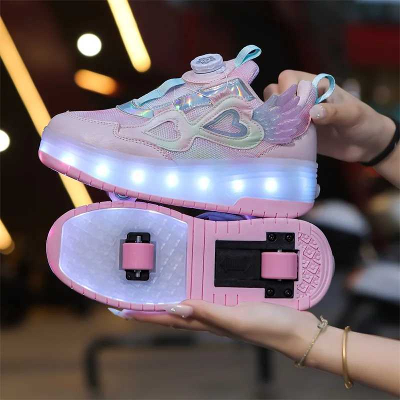 Walking shoes girls shoes will shine ice skating shoes new outdoor running roller skates fashionable childrens sports shoes breathable mesh shoes W250