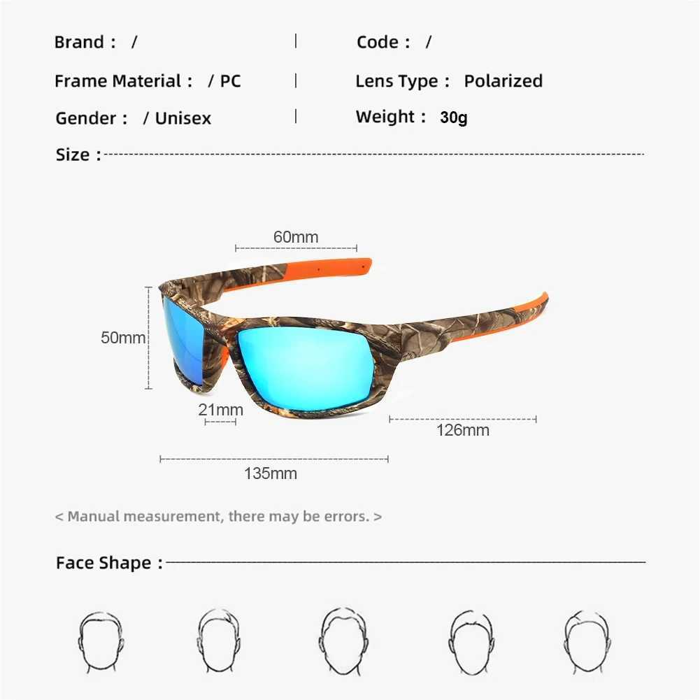 Outdoor Polarized Sunglasses Color Camouflage Sports Fishing Riding Sunglasses Beach Sunglasses Mens Sunshade Glasses UV400 W250408