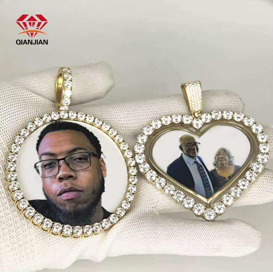 Hip Hop VVS Iced Out Moissanite Diamond DIY Photo Pendant Custom Picture Pendant Necklace Personalized Women Men Rapper Jewelry