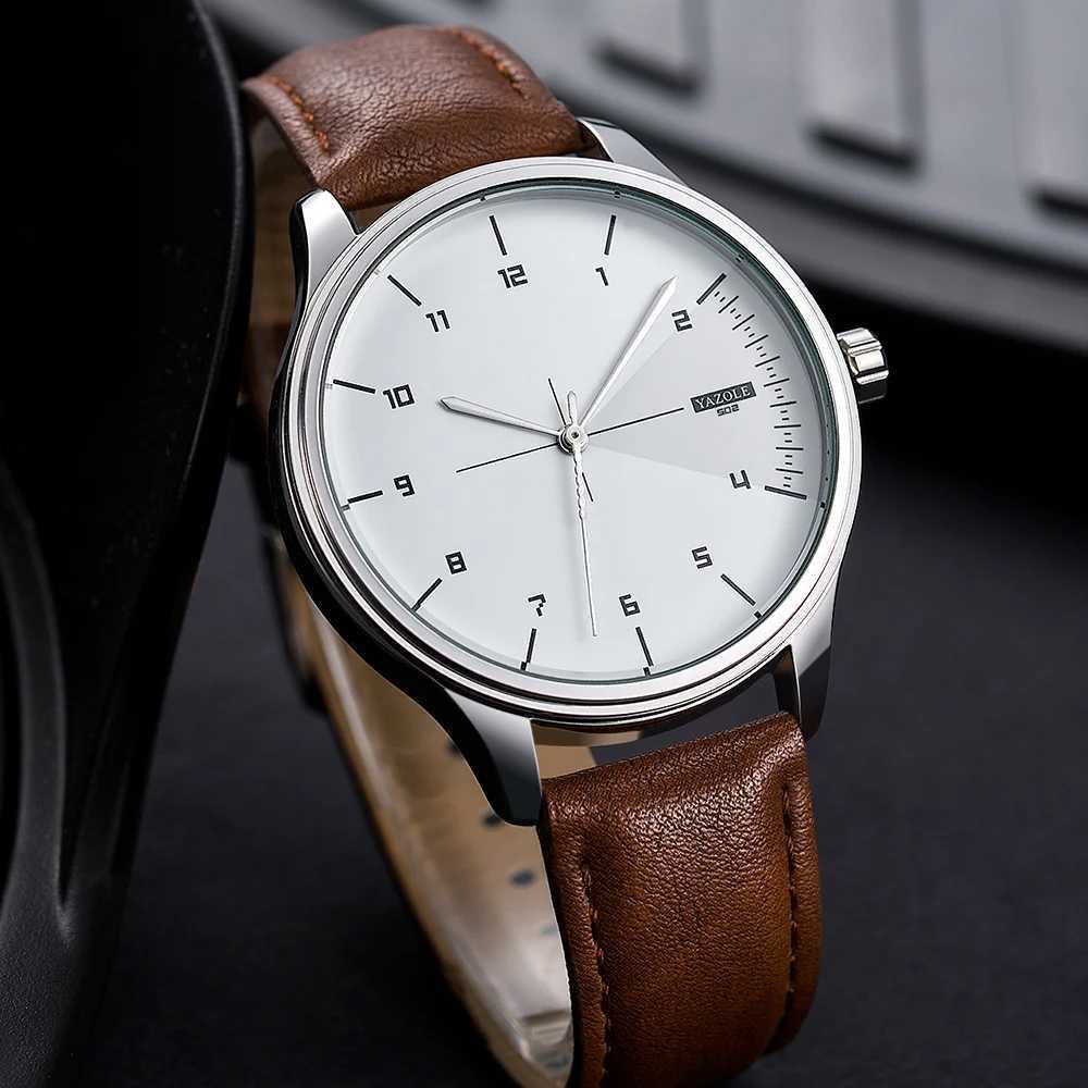 YAZOLE Top Luxury Mens Leather Quartz Watch Mens Leisure Sports Watch Montre Homme Y250407