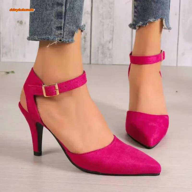 Elegant ck High Heels for Women Solid Color Buckle Sgback Women's Sandals Sexy Stiletto Heel Banquet Office Shoes Female ddmykukumalu