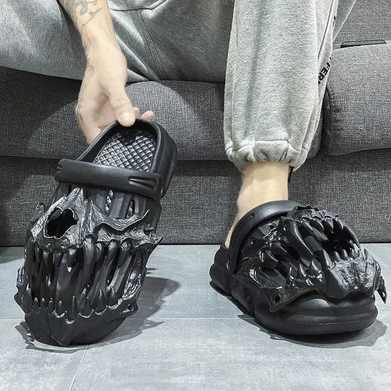 New Arrival Womens summer slider fun monster sandals lightweight EVA casual shoes mens outdoor zipper beach smooth hole shoes T250407