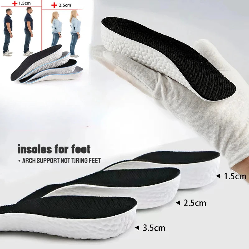 Memory Foam Height Increase Insoles for Men Women Shoes Flat Feet Arch Support Orthopedic Insoles Sneakers Heel Lift Shoe Pads 250408