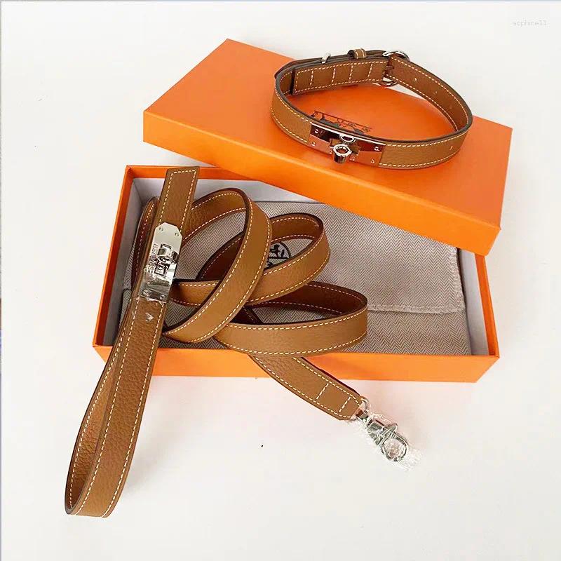 Update Ins Pet Products Lychee Pattern Cowhide Love Horse Dog Collar Medium And Small Traction Rope Wholesale