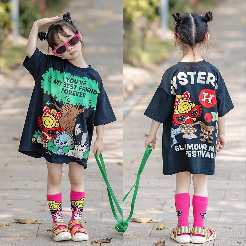 Ddmyshoesvip Girls Cotton Short Sleeved T Shirt New Summer Outfit Round Neck Cartoon Base Shirt Children S Top Trendy T