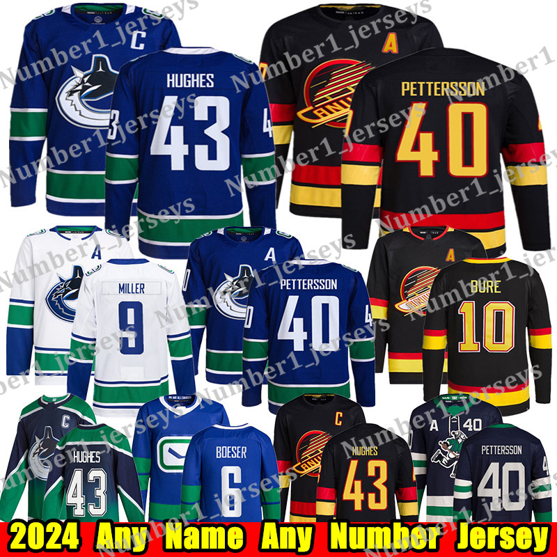 Vancouver Canuck Jersey #43 Quinn Hughes Jersey #6 Brock Boeser Jersey #40 Elias Pettersson Jersey Jake DeBrusk Pavel Bure Garland Dakota Joshua Hockey Jerseys