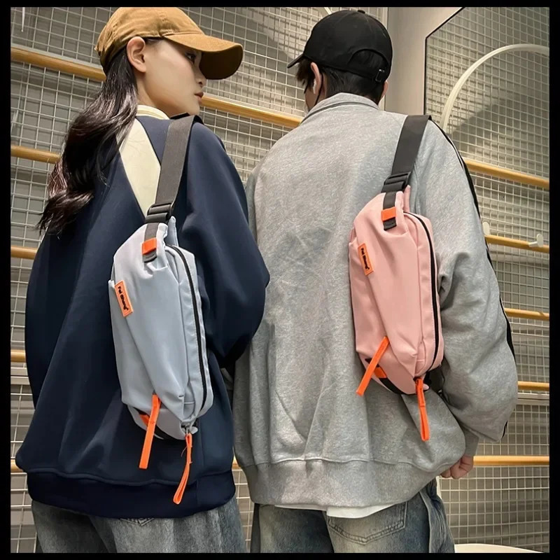 Womens Contrast Color Zipper Nylon Womens Waist Bag High Quality Fashion Casual Bolsas Femininas 250402