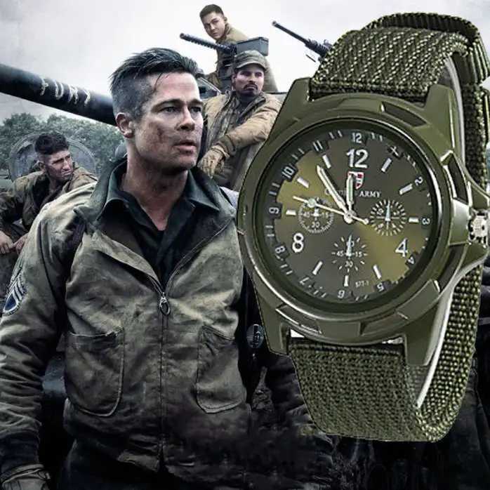 Mens quartz watch nylon watch canvas strap casual sports watch Y250407