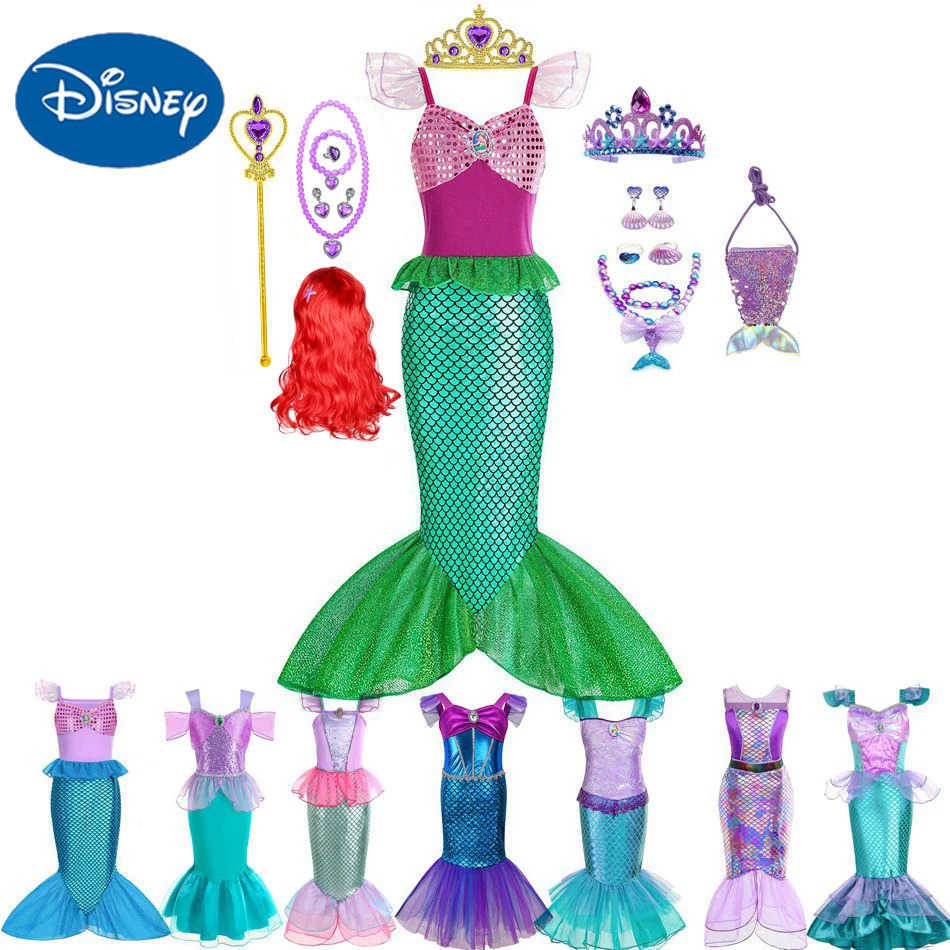 Disney Girl Princess Dress Little Mermaid Dress Girl Childrens Clothing X250408