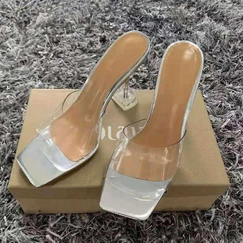Transparent PVC sandals for women Pointed transparent crystal cup high heels slim heels sexy pump summer shoes wet toe womens pump size 43XJ250407