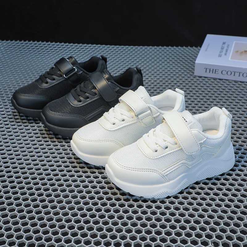 2025 new soft breathable hook and loop white boys and girls sports shoes cute Korean sled uniform school shoes W250407