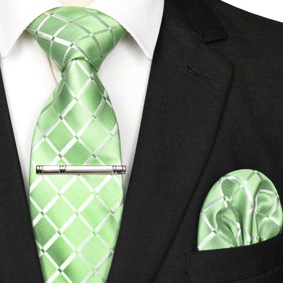 EASTEPIC 8 cm New Style Caramel Hue Classic Plaid Necktie for Men Pocket Square Metal Clip Hanky Set Business Party Wedding Gift X250407
