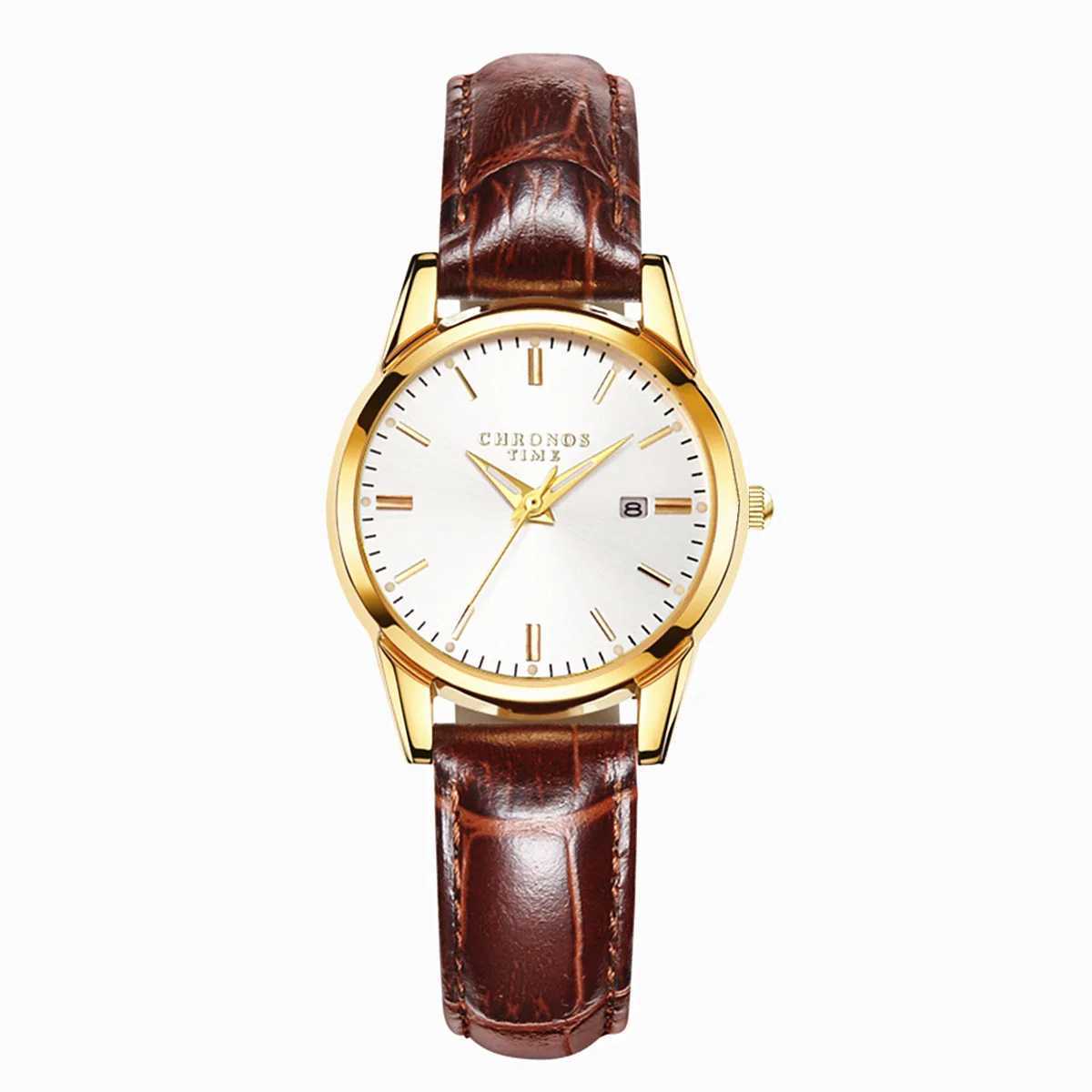 Chronos Luxury Womens Leather Watch Waterproof Stainless Steel Womens Quartz Watch Dress Elegant Womens Watch Fashion RelojT250408