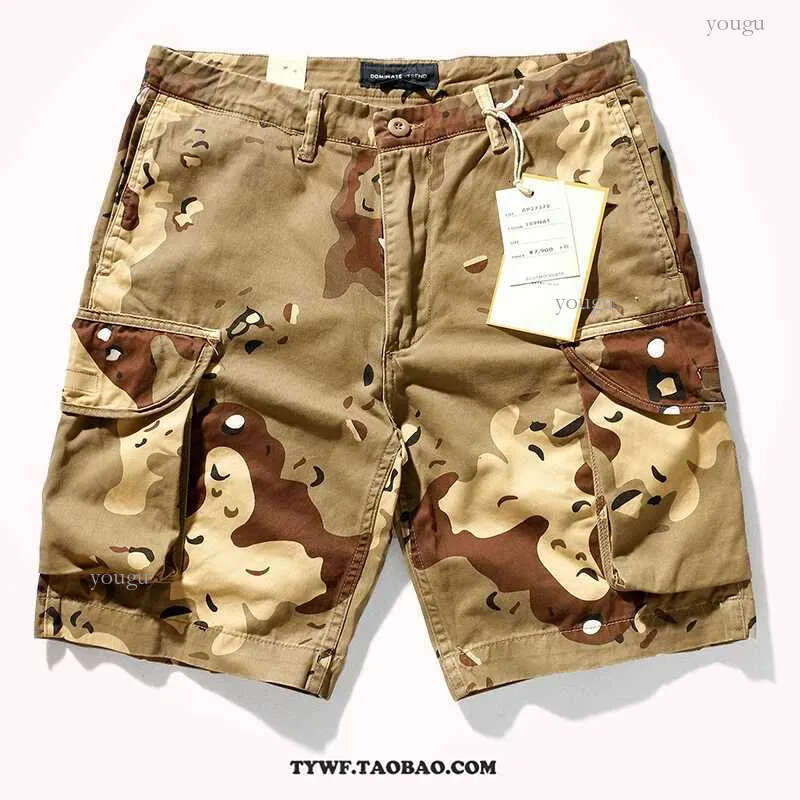 Desert jungle camouflage pattern mens summer retro American cotton half pants mens casual straight work uniform X250324