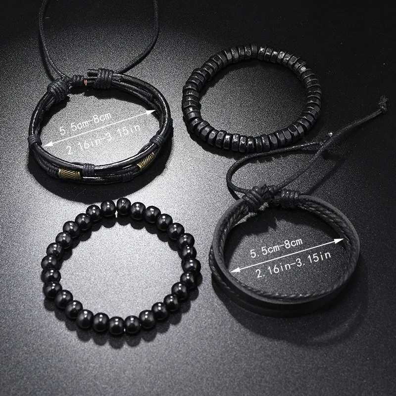 ZORCVENS ic Hand-Woven ather Bracet Mtilayer Men Bracets Punk Beads Bang for Friend Charm Jewelry GiftsC250408