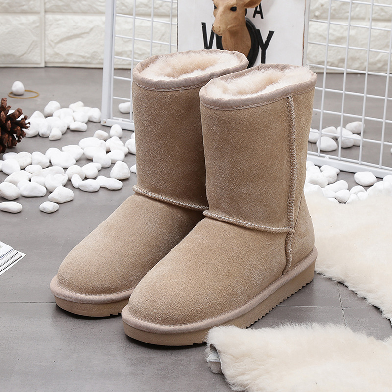 Designer shoes winter new high quality genuine cowhide affordable luxury boots keep warm outdoor non-slip snow boots for woman black grey red pink cof