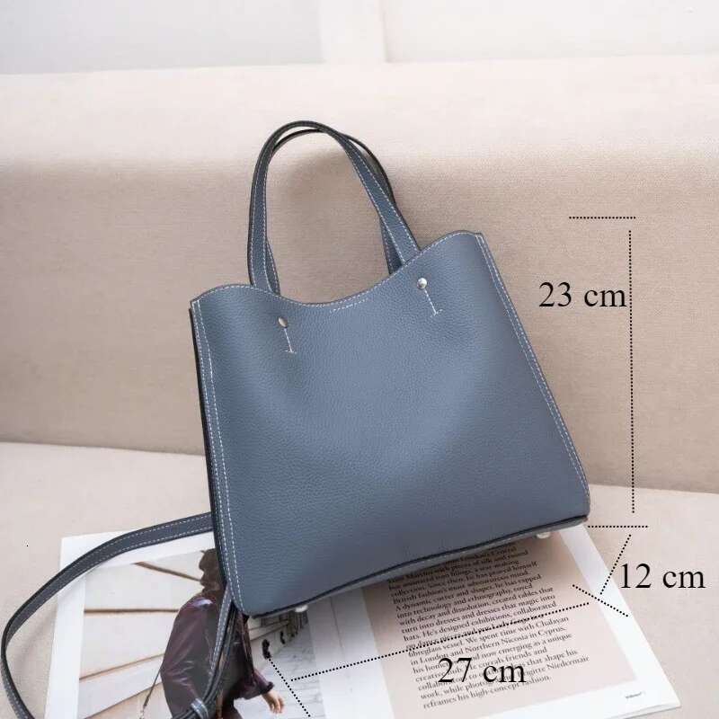 Head Layer Cowhide Single Shoulder Women's Handbag With Large Capacity, Ladies' High Quanlity Fashionable And Simple Tote Bag